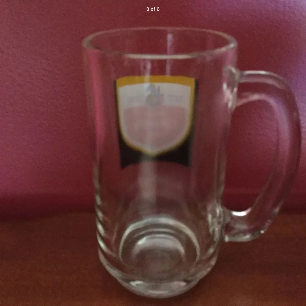 Vintage Biere O'Keefe Ale Beer Mug Glass Stein Collector Red Yellow Canada